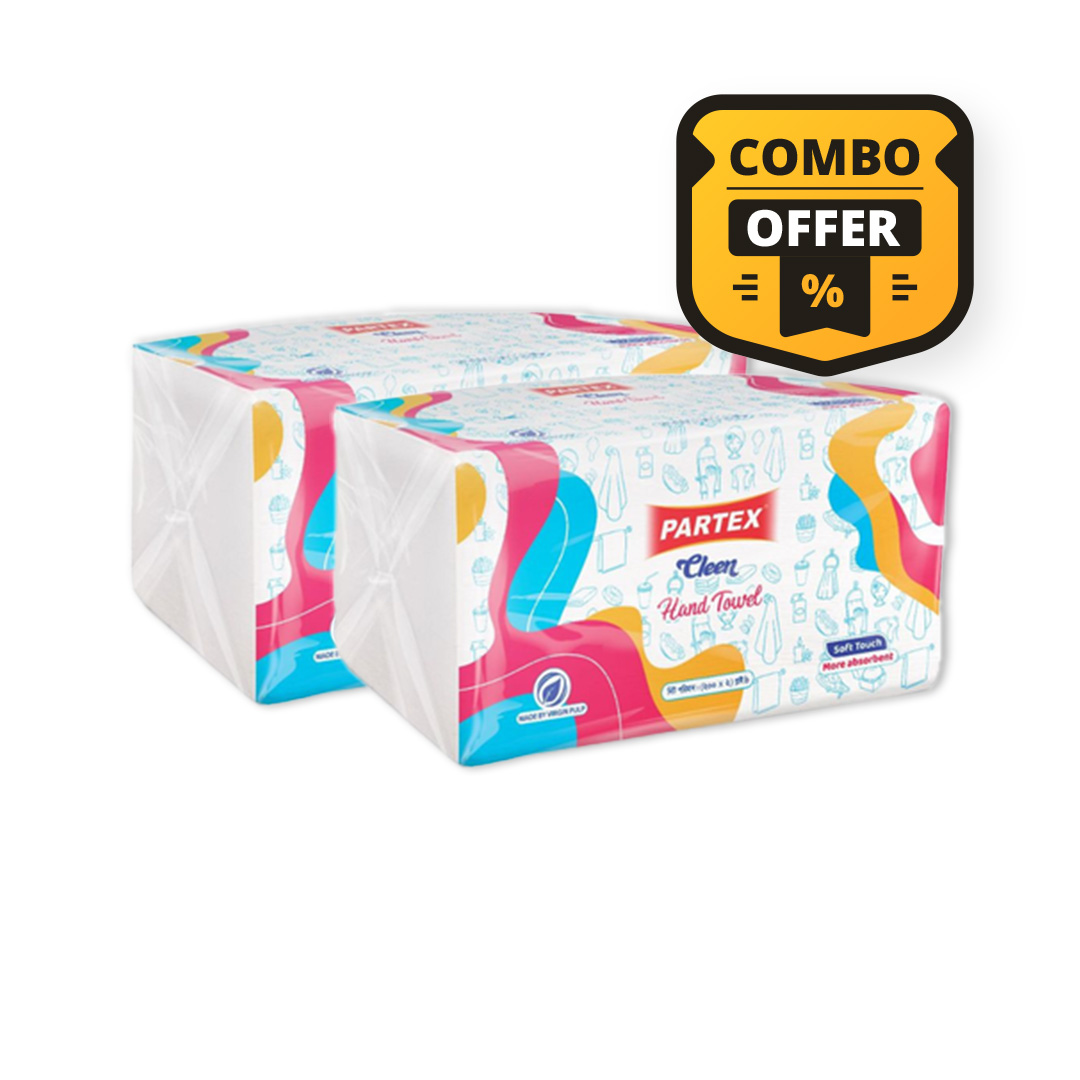 Partex Cleen Hand Towel 200pcs × 2‑Ply - 2pcs Combo Pack