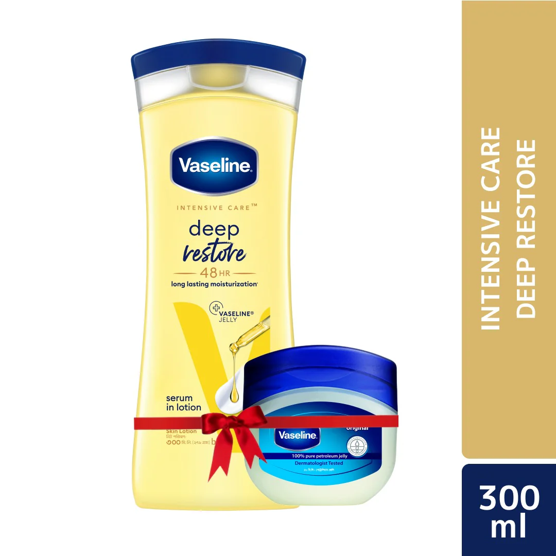 Vaseline 300ml and Petroleum Jelly Combo Vaseline Lotion Deep Restore 300ml With 50ml Petroleum Jelly Free - Image 1