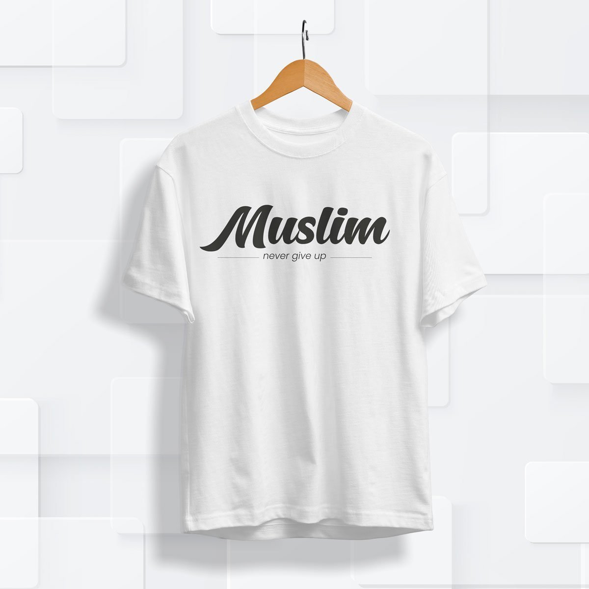 woo_product_8942_6a9e561ab20e7.jpg Muslim Never Give Up - Printed T - Shirt - Image 1